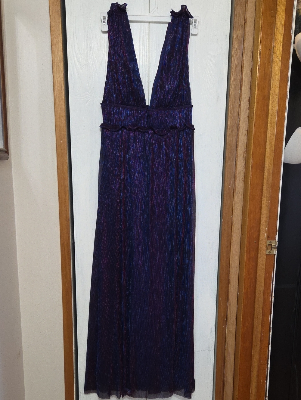 Lulu's Deep Iridescent Purple Plunging Maxi Dress